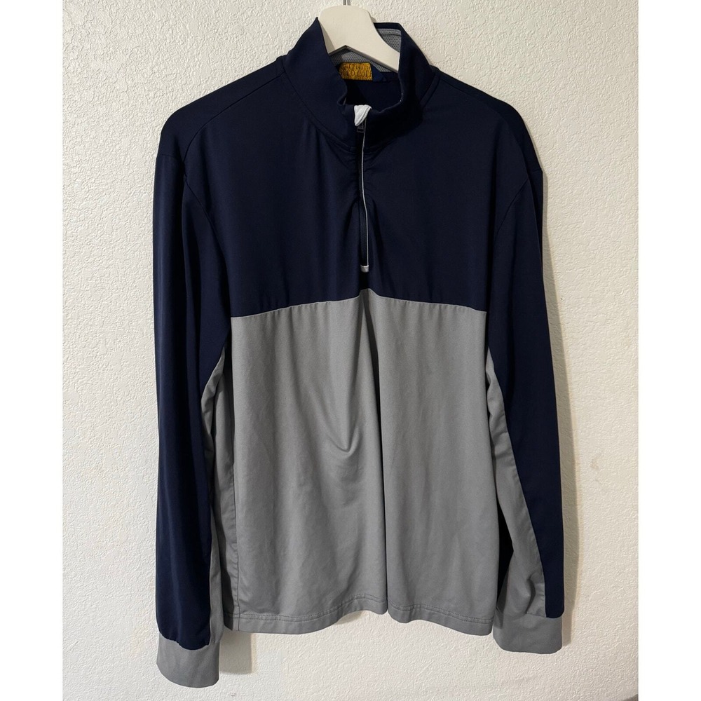 Polo Golf Ralph Lauren Quarter Zip Pullover Long Sleeve Top Navy Gray Mens Large
